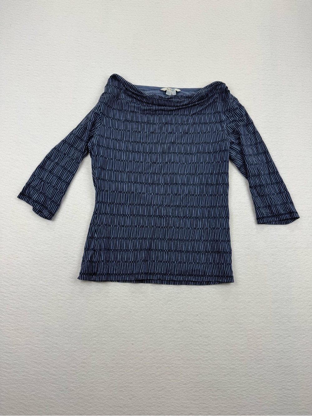 Boden Blue Striped Cowl Neck Top Tencel Wool Blend 3/4 Sleeve US 8 UK 12